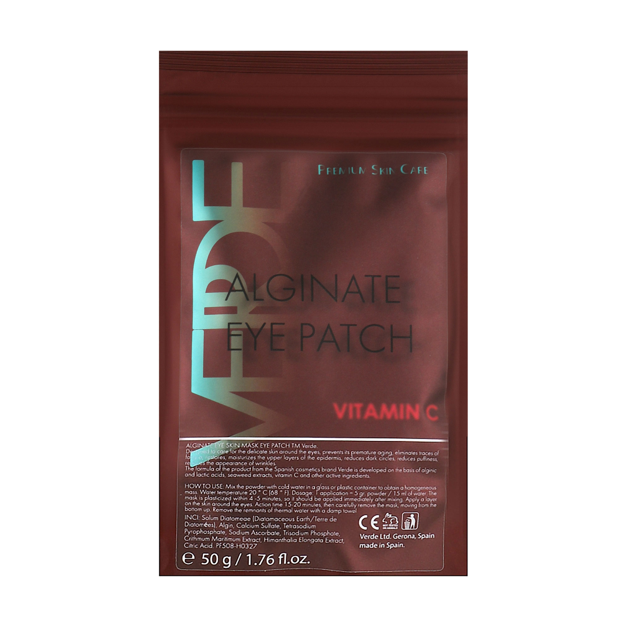 Альгінатні патчі для шкіри навколо очей Verde Alginate Eye Patch Vitamin C для ніжної шкіри, 50 г
